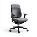 Sedia da ufficio girevole con schienale a righe in tessuto poliestere grigio e struttura in nylon nero