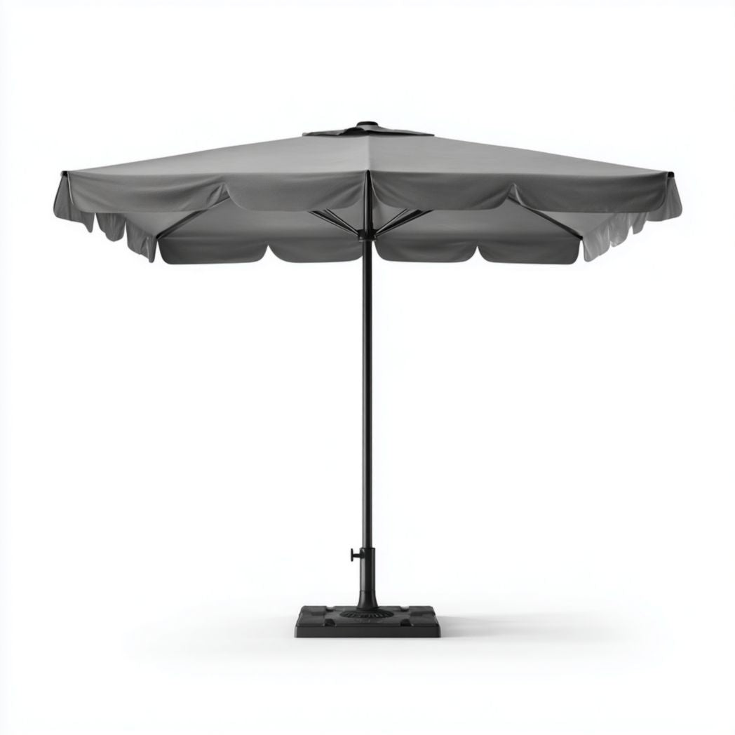 Ombrellone da giardino quadrato in alluminio e poliestere grigio con mantovana 300x300 cm