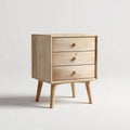 Comodino a tre cassetti in legno di rovere con gambe coniche 40x40x55 cm